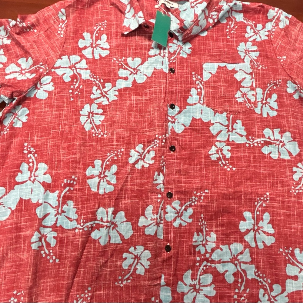 Vatpave 3XL Mens Hawaiian Shirt Floral Print Button Down Short Sleeve Red‎